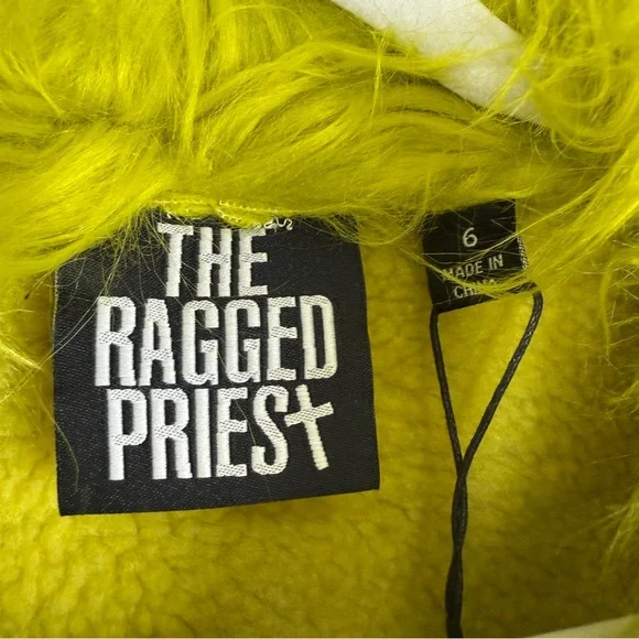 The Ragged Priest Warhol Faux Fur Coat Womens 6 Black Green Dolls Kill Jacket - Picture 7 of 12